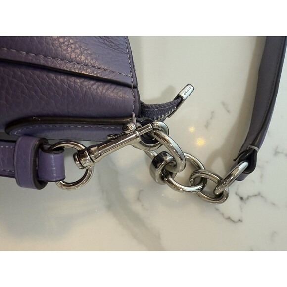 Coach Elle Purple Pebbled Leather Hobo Shoulder Crossbody Strap Bag Autentic - Picture 11 of 13